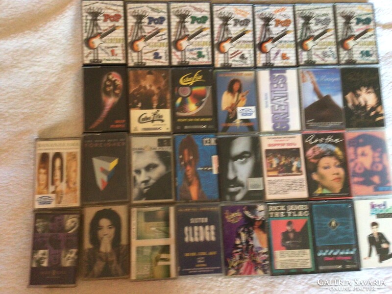 Eredeti gyári magnókazetta csomag, 30 darab, vegyesen pop, rock, jazz stb.