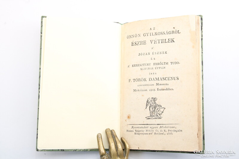 1818 Miskolc - Török Damascén - Az önnön gyilkosságról Ritka példány szép állapotban !!