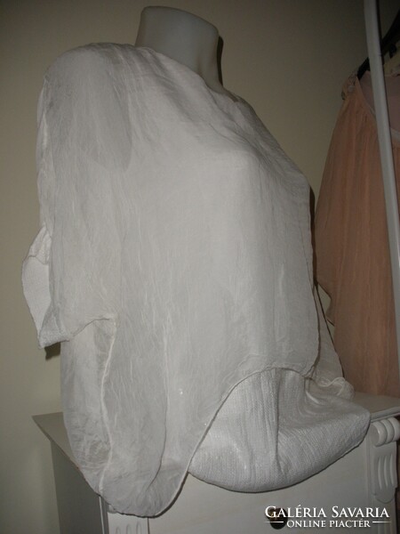 Pura Seta 100% selyem hófehér selyem blúz