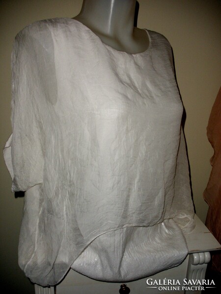 Pura Seta 100% selyem hófehér selyem blúz