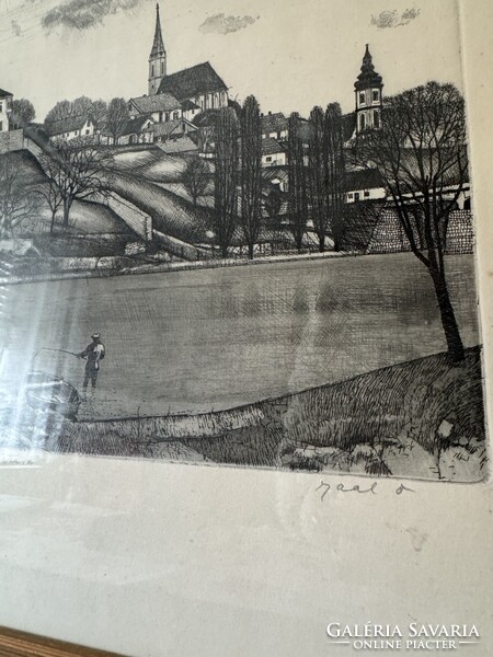 Gaál Domokos számozott rézkarc – Sárospatak