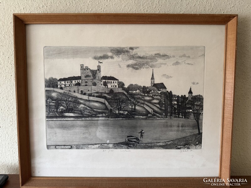 Gaál Domokos számozott rézkarc – Sárospatak