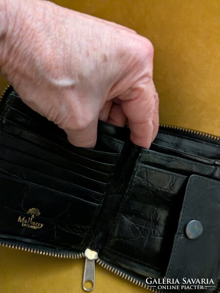 Vintage Mulberry England férfi fekete bőr pénztárca