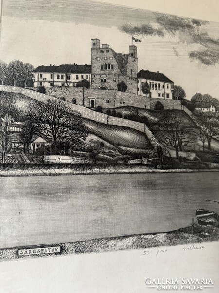 Gaál Domokos számozott rézkarc – Sárospatak