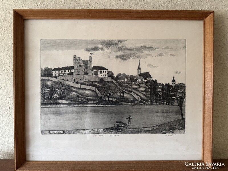 Gaál Domokos számozott rézkarc – Sárospatak