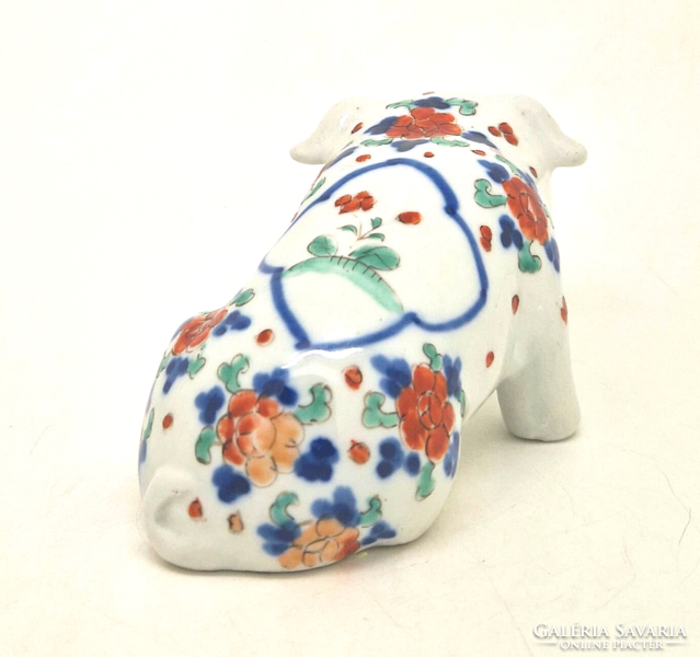 Japán Imari porcelán bulldog kutya 19. Század 15cm
