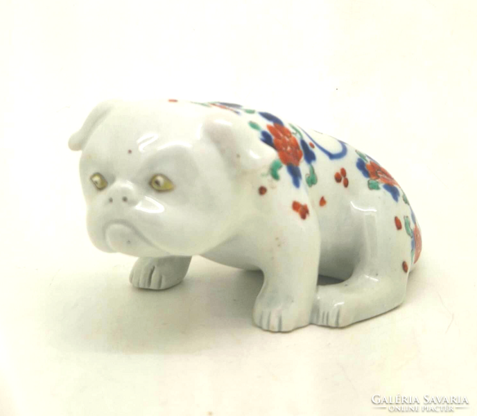 Japán Imari porcelán bulldog kutya 19. Század 15cm