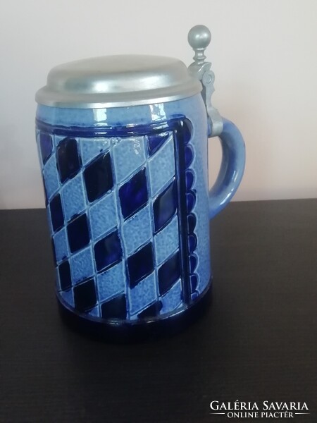 Német ón fedeles sörös korsó 1.