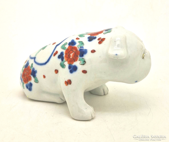 Japán Imari porcelán bulldog kutya 19. Század 15cm