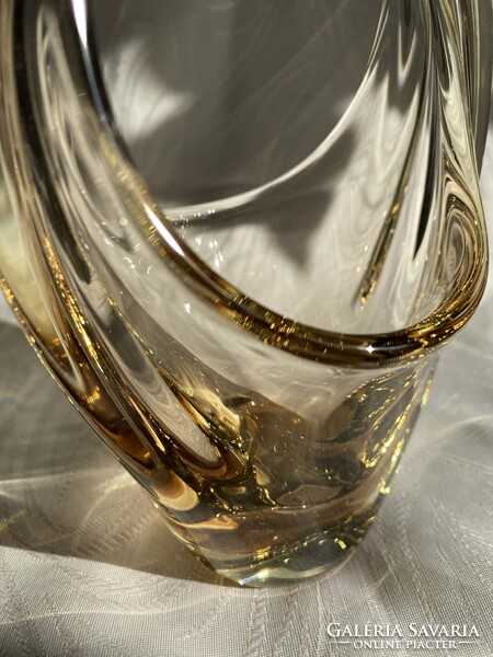 CSODÁS MILOSLAV KLINGER MŰVÉSZÜVEG KOSÁR TÁL ASZTALKÖZÉP ('60-as évek)