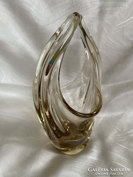 CSODÁS MILOSLAV KLINGER MŰVÉSZÜVEG KOSÁR TÁL ASZTALKÖZÉP ('60-as évek)