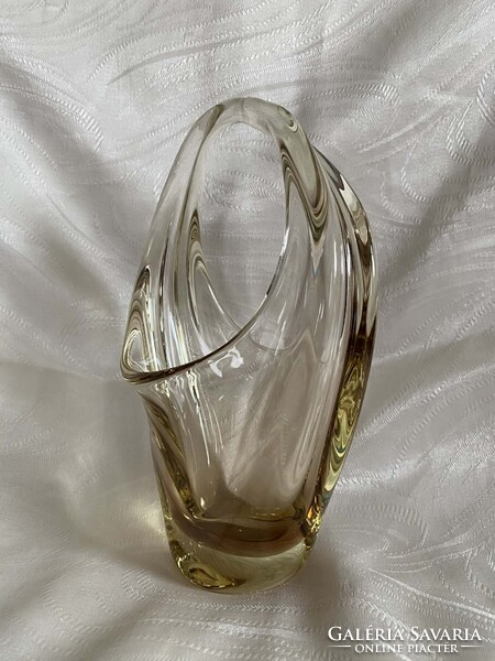 CSODÁS MILOSLAV KLINGER MŰVÉSZÜVEG KOSÁR TÁL ASZTALKÖZÉP ('60-as évek)