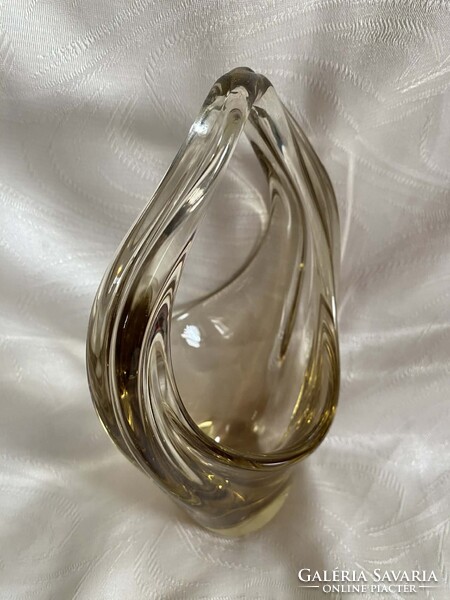 CSODÁS MILOSLAV KLINGER MŰVÉSZÜVEG KOSÁR TÁL ASZTALKÖZÉP ('60-as évek)