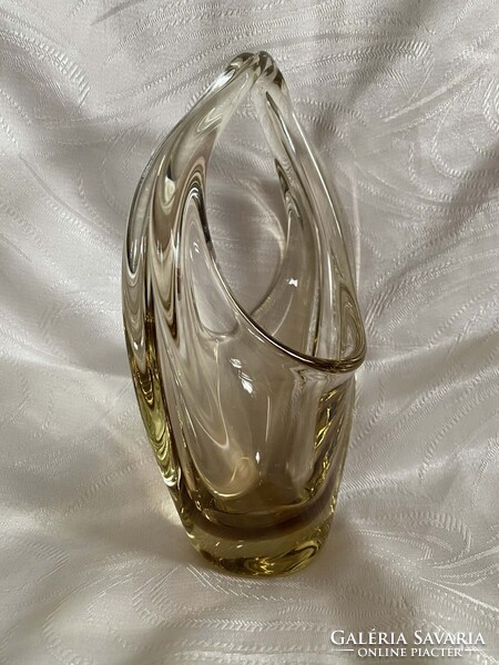 CSODÁS MILOSLAV KLINGER MŰVÉSZÜVEG KOSÁR TÁL ASZTALKÖZÉP ('60-as évek)