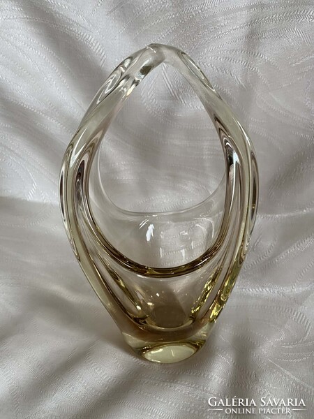 CSODÁS MILOSLAV KLINGER MŰVÉSZÜVEG KOSÁR TÁL ASZTALKÖZÉP ('60-as évek)