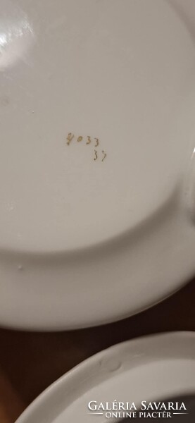Századfordulós Biedermeier stílusú dúsan aranyozott fehér arany porcelán teáskészlet tálcával