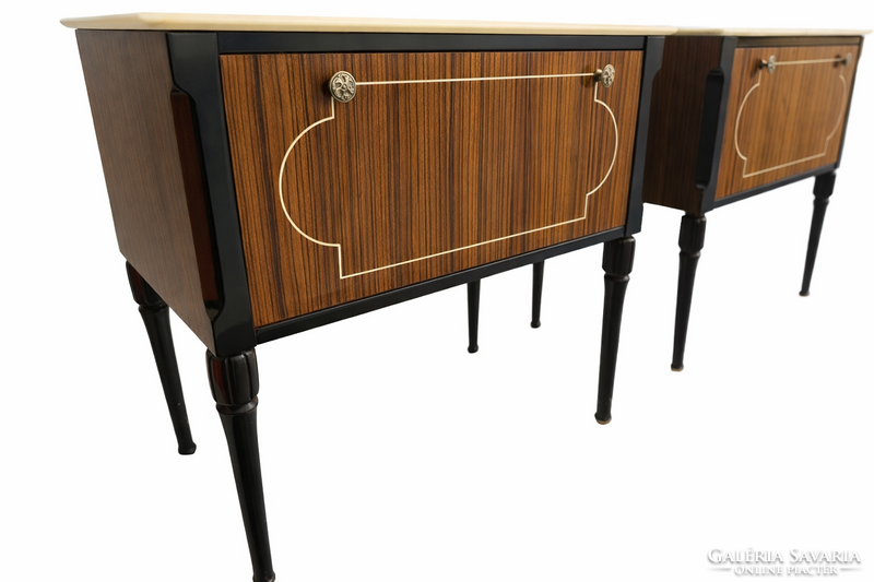 Olasz Art Deco stílusú éjjeliszekrény pár, 1950-es évek