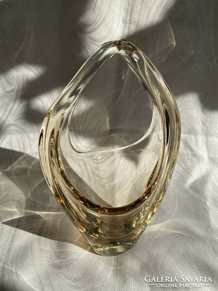 CSODÁS MILOSLAV KLINGER MŰVÉSZÜVEG KOSÁR TÁL ASZTALKÖZÉP ('60-as évek)