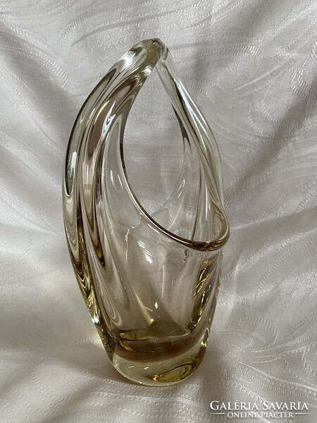 CSODÁS MILOSLAV KLINGER MŰVÉSZÜVEG KOSÁR TÁL ASZTALKÖZÉP ('60-as évek)