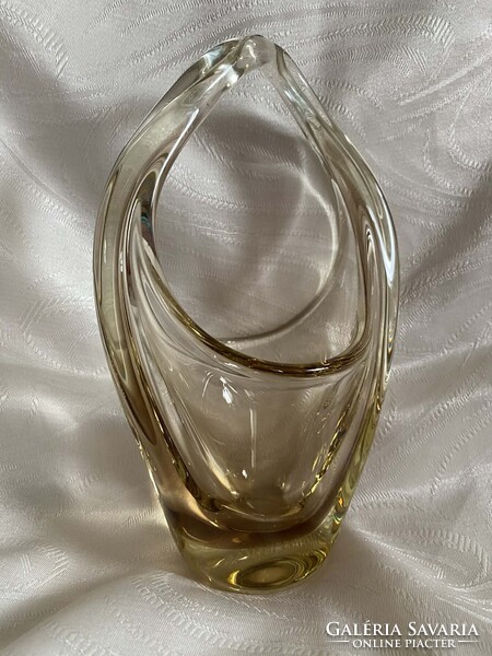 CSODÁS MILOSLAV KLINGER MŰVÉSZÜVEG KOSÁR TÁL ASZTALKÖZÉP ('60-as évek)