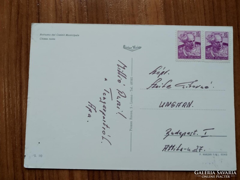 Olaszország, San Remo, Kaszinó éjszaka, és Ortodox templom, pálmafa