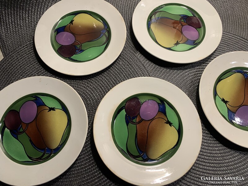 AKCIÓ  -  Antik, régi  ART DECO Villeroy & Boch 5db. kerámia desszertes tányér + tálca