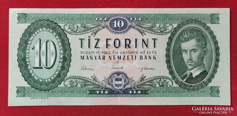 1962 évi 10 Forintos. EF. Fordított hátlapi alapnyomat!