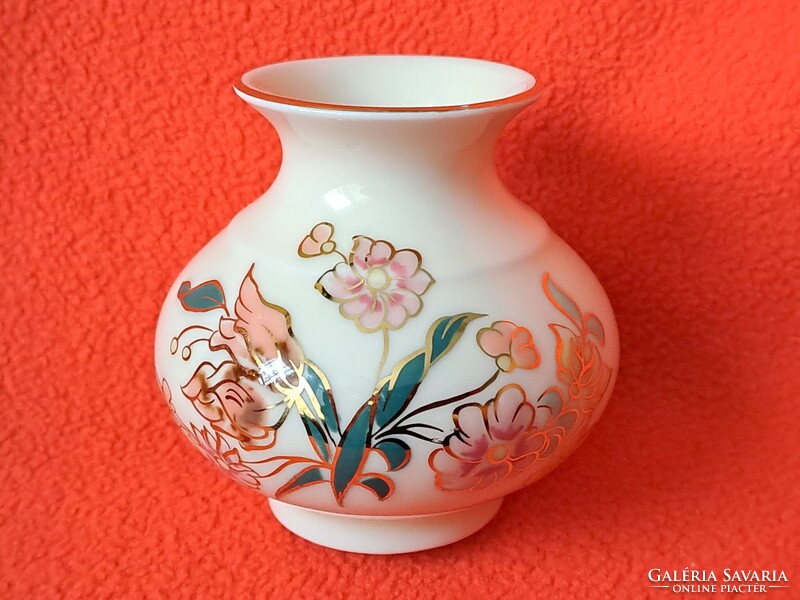 1 Ft-ról! Ritka Zsolnay virágmintás duci váza