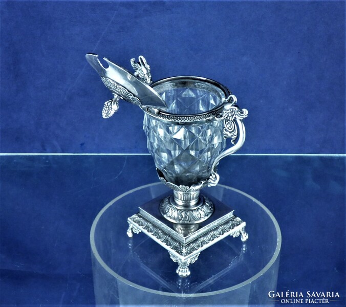 NAGYON SZÉP, ANTIK EZÜST KAVIÁRTARTÓ, PÁRIZS, CA. 1820!!!