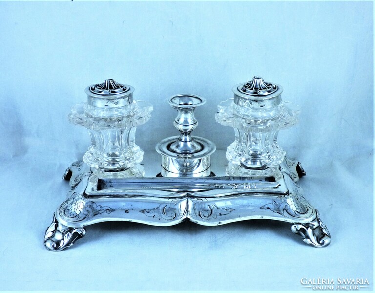 CSODÁS, ANTIK EZÜST TINTATARTÓ / ÍRÓASZTAL DÍSZ, HOLLANDIA!!!