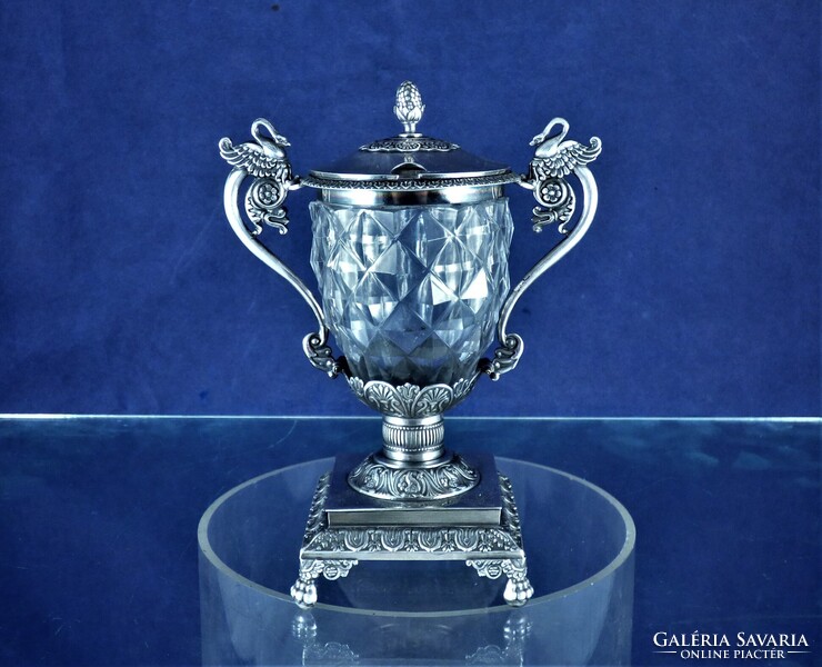 NAGYON SZÉP, ANTIK EZÜST KAVIÁRTARTÓ, PÁRIZS, CA. 1820!!!