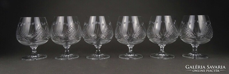 1Z084 Régi csiszolt konyakos whiskys üveg talpas pohár készlet 6 darab