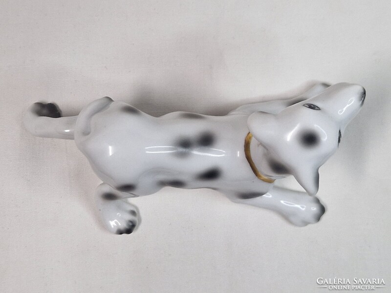 Porcelán dalmata kutya arany színű nyakörvvel figura hibátlan állapotban 15 cm. hosszú