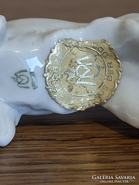 Metzler & Ortloff porcelán kutya, spániel. 11,5 cm. Jelzett