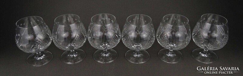 1Z084 Régi csiszolt konyakos whiskys üveg talpas pohár készlet 6 darab