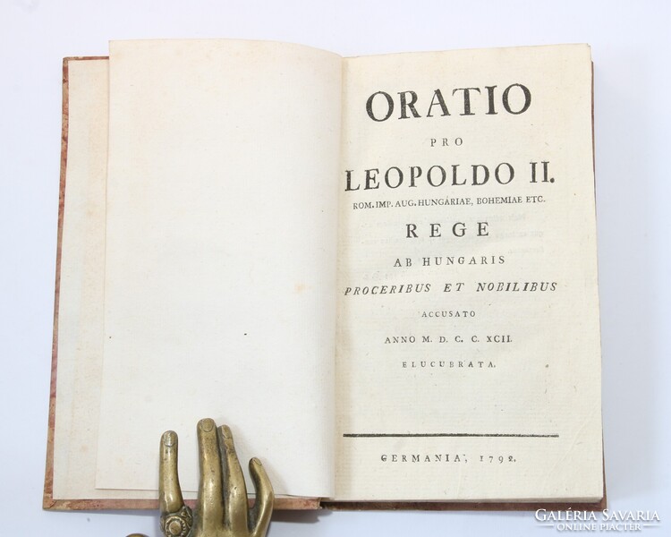 1792 Martinovics Ignác röpirata - Oratio Betiltott Ritka könyv szép állapotban !!