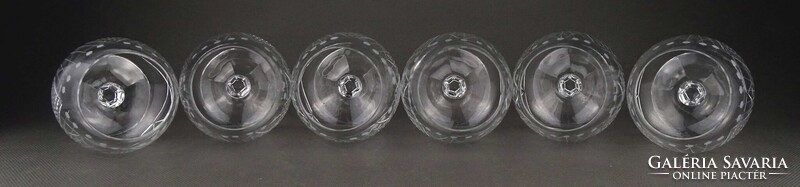 1Z084 Régi csiszolt konyakos whiskys üveg talpas pohár készlet 6 darab