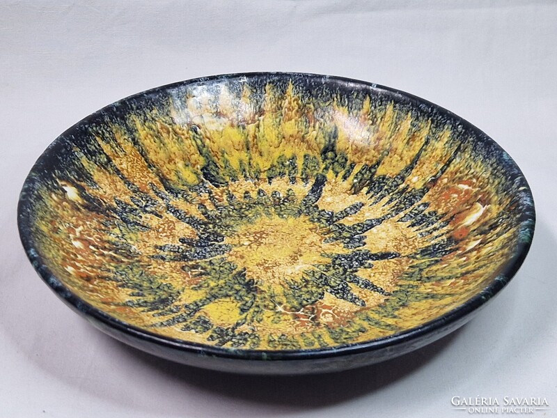 Bodrogkeresztúri iparművész mázas kerámia tál vagy fali dísz hibátlan 22,5 cm. átmérőjű