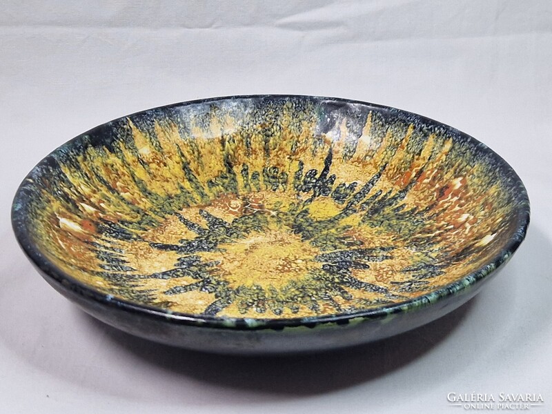 Bodrogkeresztúri iparművész mázas kerámia tál vagy fali dísz hibátlan 22,5 cm. átmérőjű