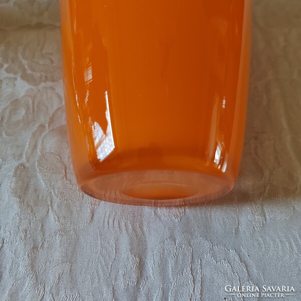 Mid-century fújt üveg váza Atomic Orange, 25 cm
