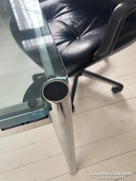 Vintage Svájci USM Haller üvegasztal