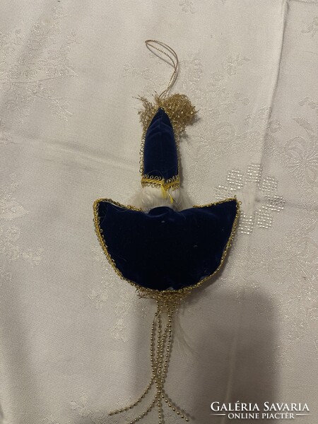 Gyönyörű retró Orosz kézműves karácsonyfa dísz, porcelán az arca, nagy.