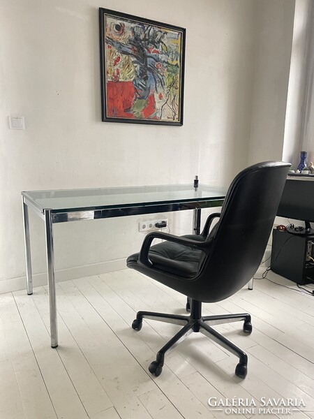 Vintage Svájci USM Haller üvegasztal