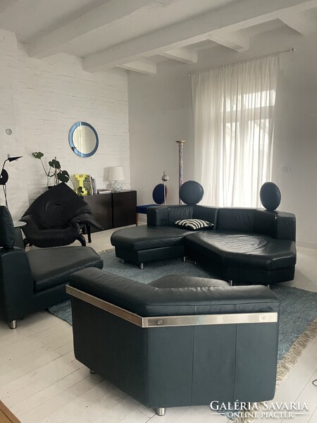 Vintage Forum 200 Rolf Benz sötétzöld bőr moduláris kanapé