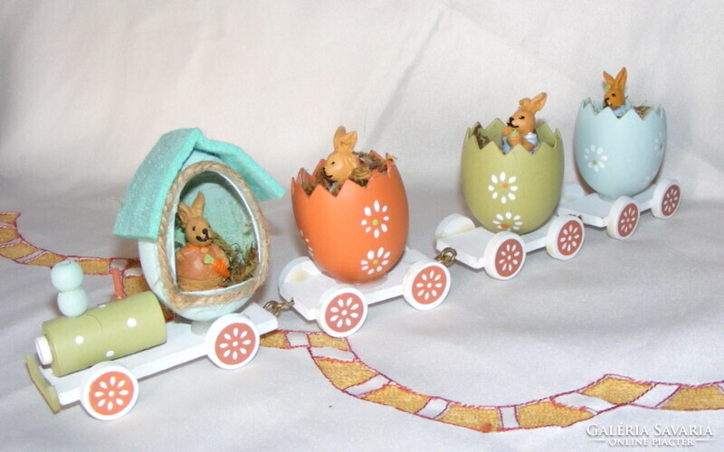 Fa nyuszi vonat, húsvéti dekoráció