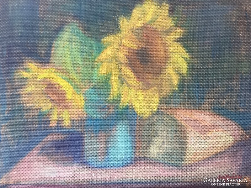 Szilvásy Margit - Napraforgós csendélet .