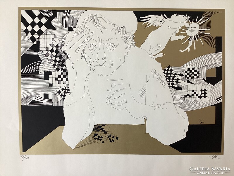 Szász Endre ( 1926-2003 ) , sorszámozott szitanyomata .