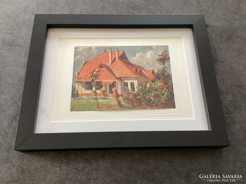 Antik kisméretű nyomat , modern keretben .