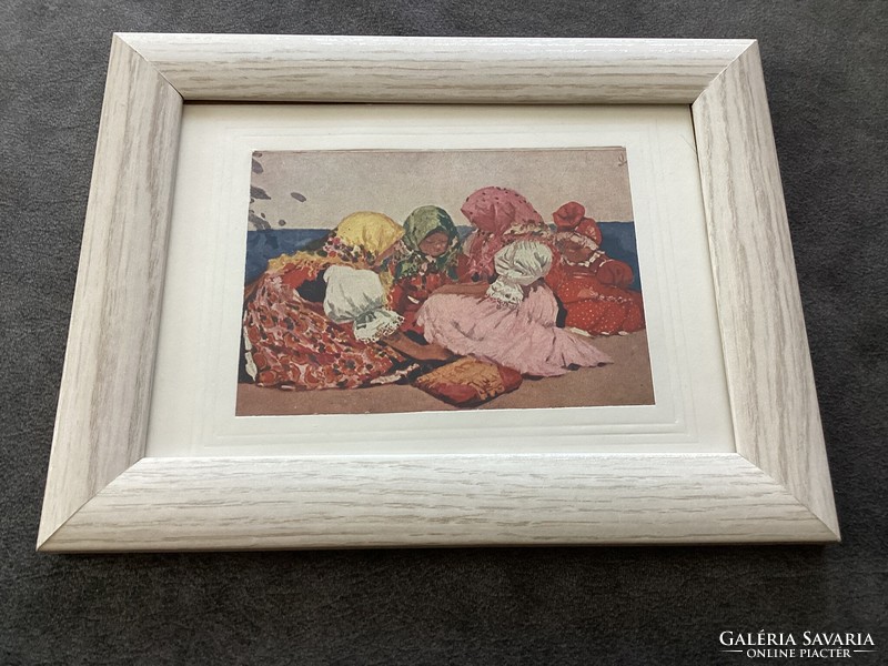 Antik kisméretű nyomat , modern keretben .