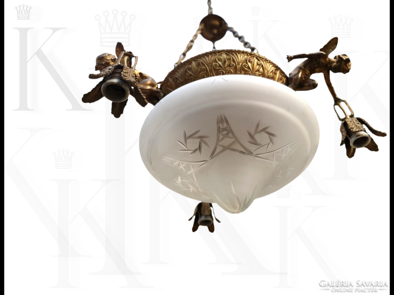 Puttós, kerubos, angyalos antik szobros réz 4 izzós neoempire csillár